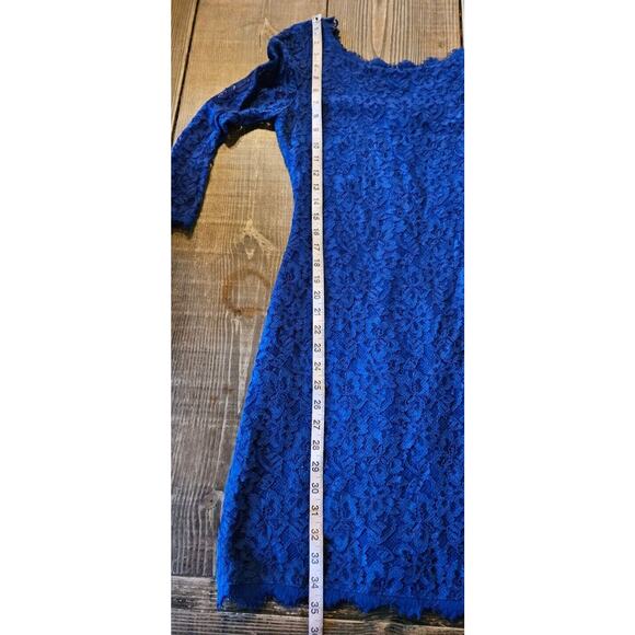 Diane Von Furstenberg Dress 4 DVF Navy Blue Lace Zarita 3/4 Sleeve Mini Back Zip - Picture 16 of 16